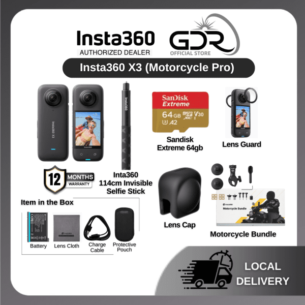Insta360 X3 - 5.7K Dual-Mode Ultimate 360 Sport Action Camera Panoramic Camera (Official Insta360 Malaysia Warranty)